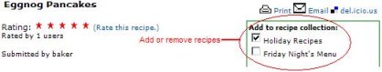 Add or remove a recipe to a collection